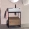 Console Sink Vanity With Ceramic Sink and Natural Brown Oak Drawer
